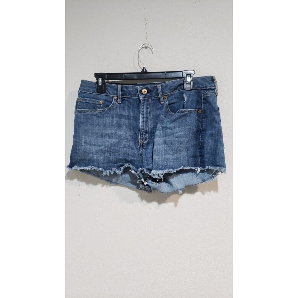 American Rag Cie Womens mid-rise ripped blue jean shorts, 2" inseam, size 11
